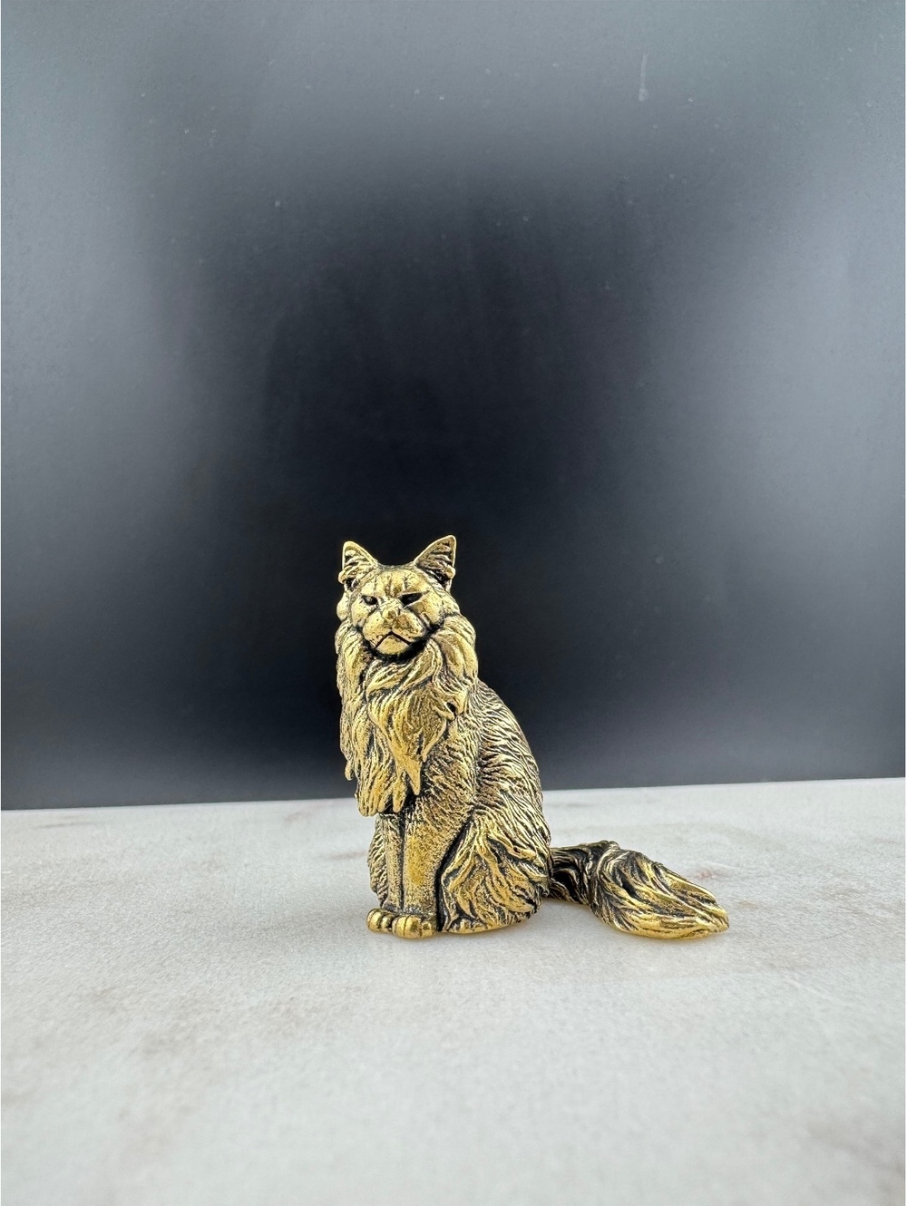 Brass Cat Figurine Sculpture